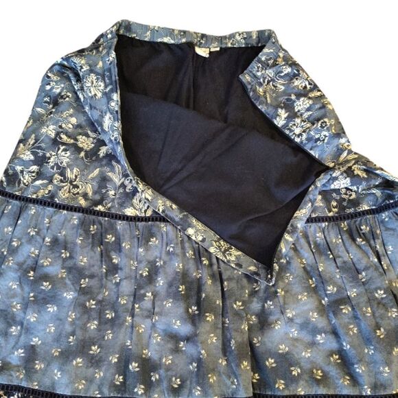 GAP Blue Mixed Tiered Floral Boho Cotton Midi Skirt Size Large Petite - Picture 12 of 14